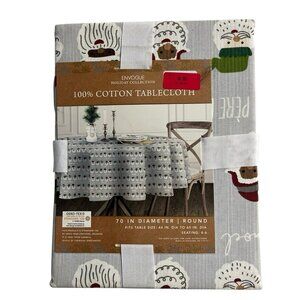 Envogue Christmas‎ Tablecloth Santa Claus Face African American Cotton 70" Round